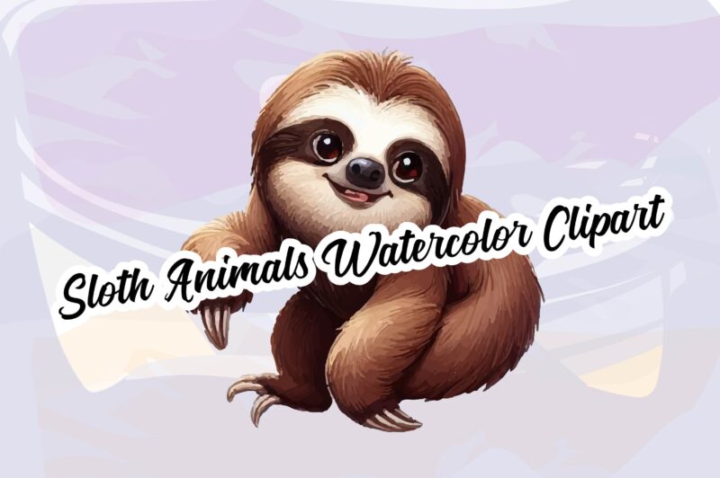 Sloth Animals Watercolor PNG Clipart