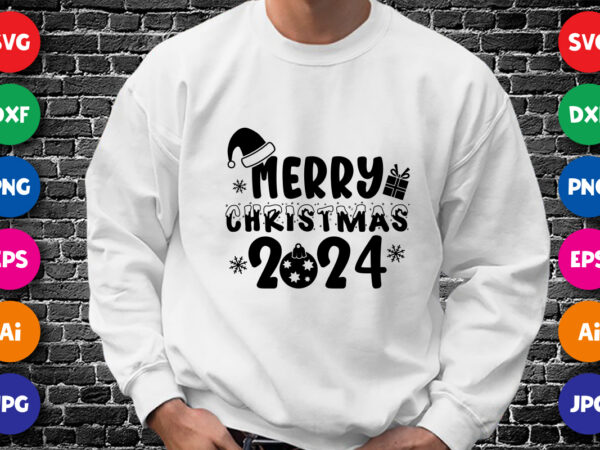 Merry christmas 2024 merry christmas shirt print template, funny xmas shirt design, santa claus funny quotes typography design.