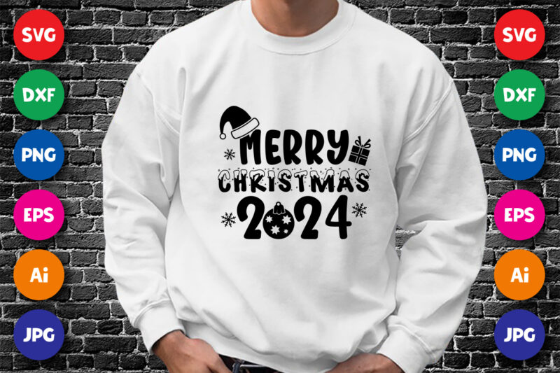 Merry Christmas 2024 Merry Christmas shirt print template, funny Xmas shirt design, Santa Claus funny quotes typography design.