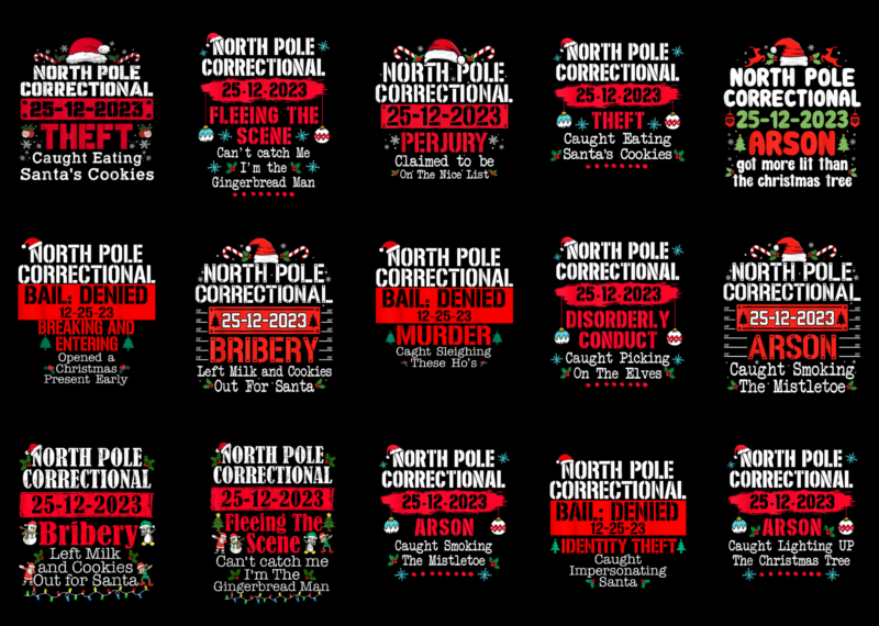 15 North Pole Correctional Shirt Designs Bundle For Commercial Use Part 2, North Pole Correctional T-shirt, North Pole Correctional png file