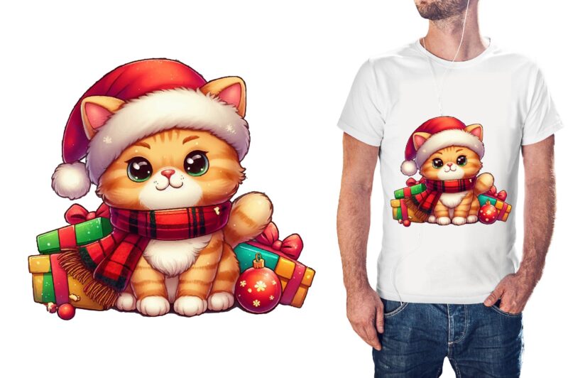 Christmas Cat PNG Sublimation