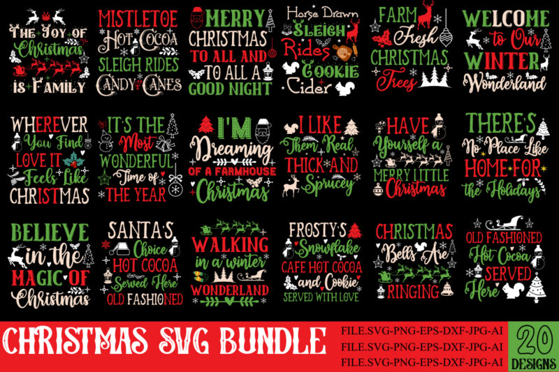 Christmas T-shirt Designs Bundle, 20 Designs,On Sell Designs,Christmas Designs Bundle,Christmas SVG Design, Christmas Tree Bundle, Christmas