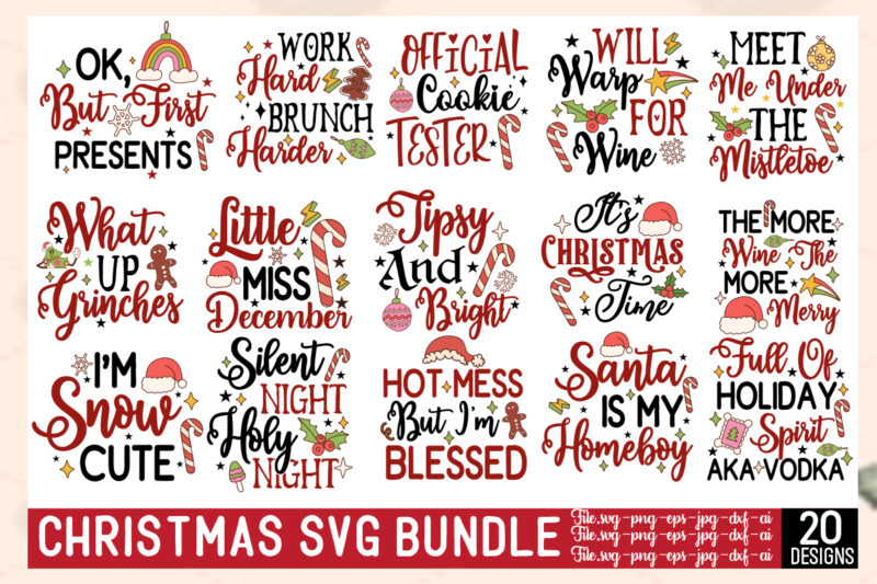 Christmas T-shirt Bundle , On sell Designs, Big Sell Designs,Christmas Vector T-Shirt Design , Santa Vector T-Shir