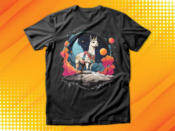 Llama on the moon t-shirt