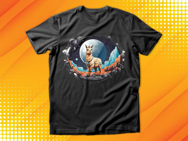 Llama on the moon t-shirt