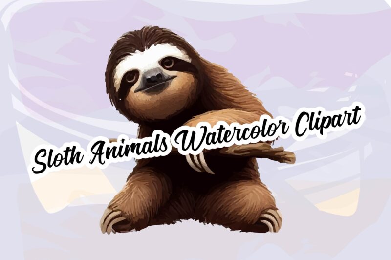 Sloth Animals Watercolor PNG Clipart