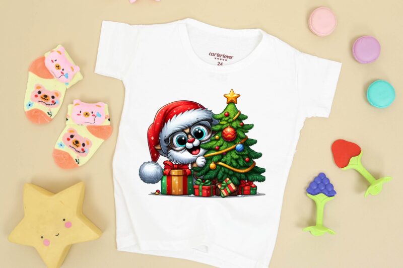 Christmas Peeking T-Shirt Design