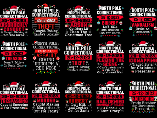 15 north pole correctional shirt designs bundle for commercial use part 3, north pole correctional t-shirt, north pole correctional png file