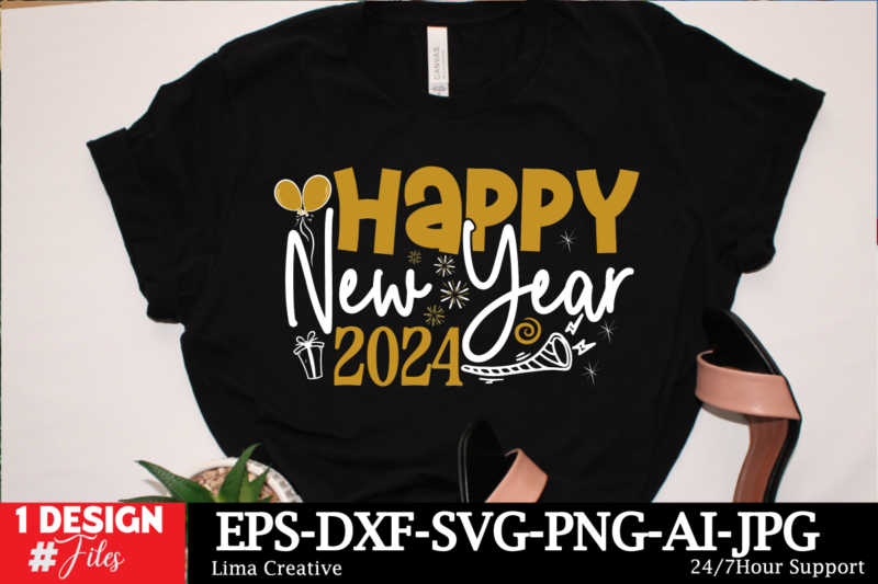 Happy New Year 2024 SVG Cut File ,New Year Sublimation, Happy New Year SVG Design,New Year Sublimation PNG