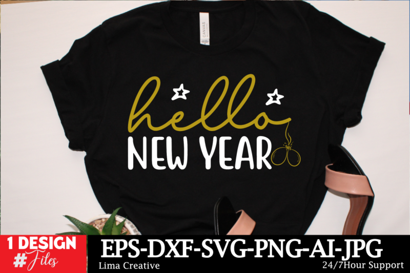 Hello New Year SVG Cut File ,New Year Sublimation, Happy New Year SVG Design,New Year Sublimation PNG