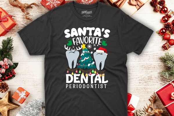 Funny Santa’s Favorite dental Periodontist Christmas Santa Hat T-Shirt design vector, dental Periodontist, Christmas, Santa,