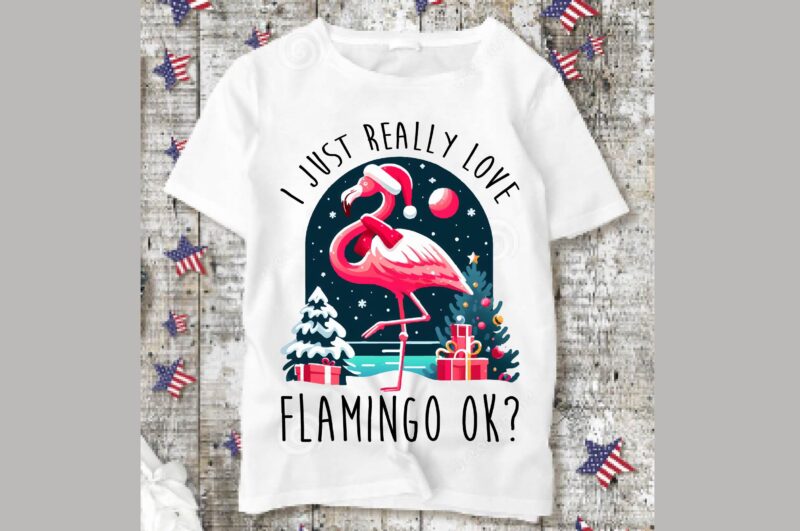 Watercolor Flamingo Christmas PNG Sublimation Bundle