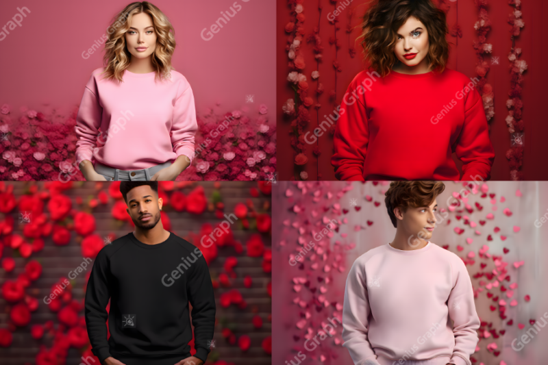 Valentine Gildan 18000 Mockup Bundle, Valentine Sweatshirt Mockups