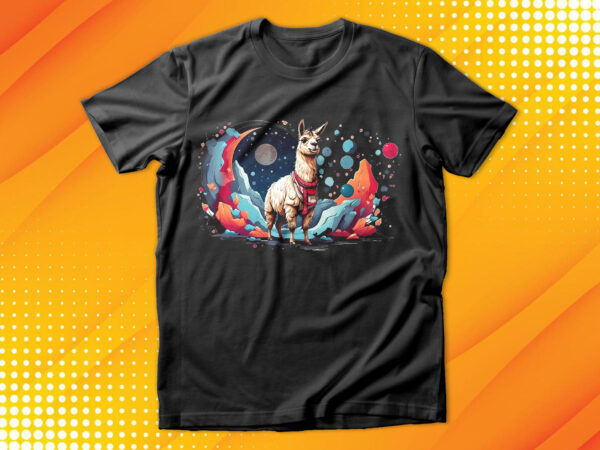 Llama on the moon t-shirt