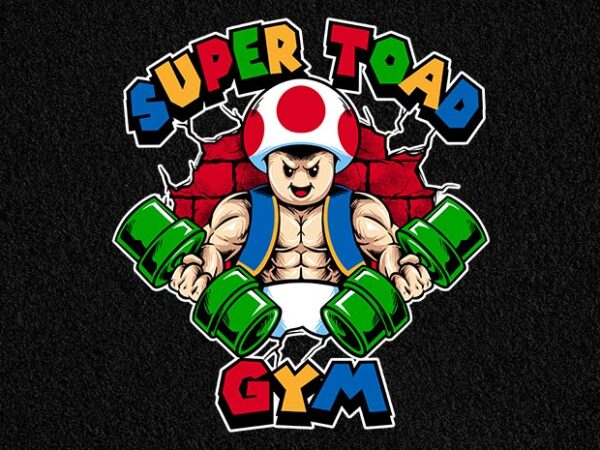 Super toad gym t shirt template vector