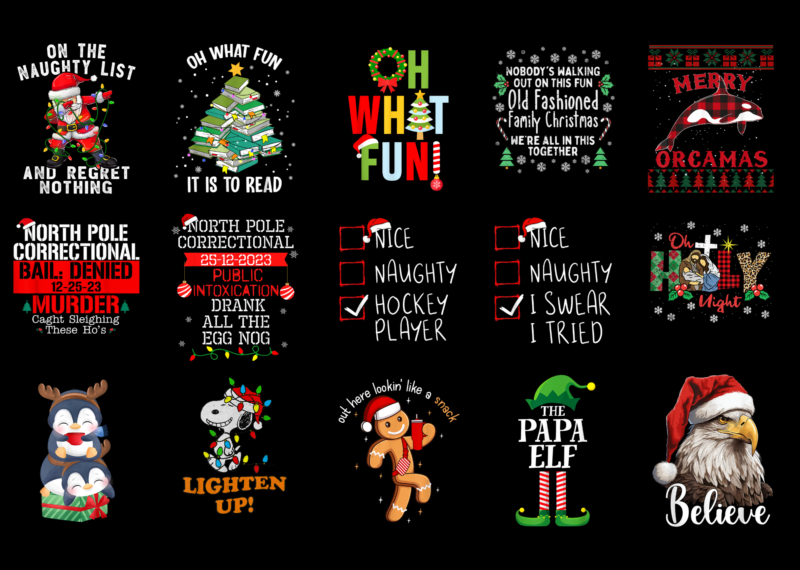 15 Christmas Shirt Designs Bundle For Commercial Use Part 38, Christmas T-shirt, Christmas png file, Christmas digital file, Christmas gift,