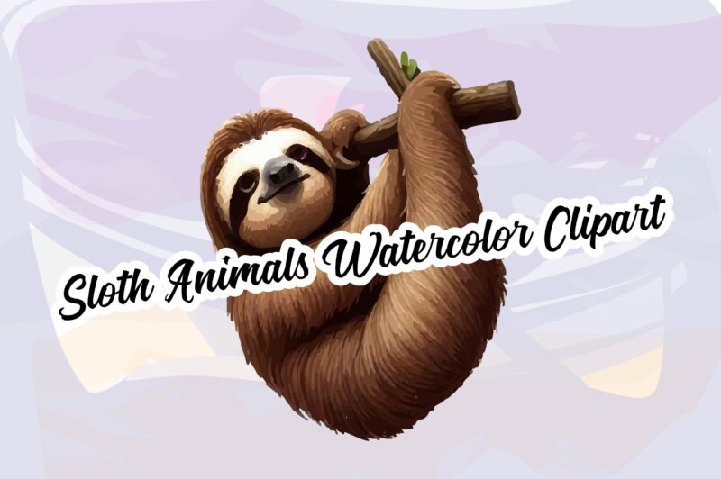 Sloth Animals Watercolor PNG Clipart