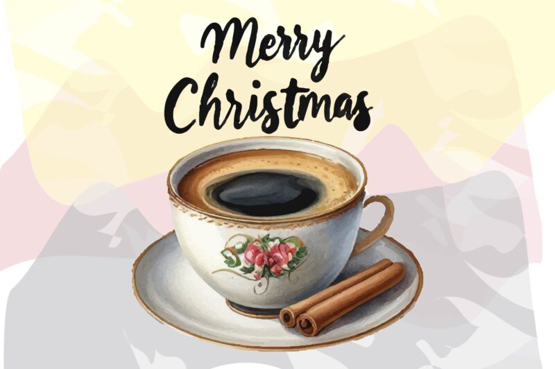 Watercolor Christmas Coffee PNG Sublimation Bundle