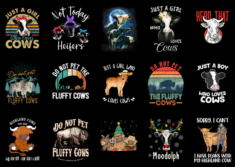 15 Cows Shirt Designs Bundle For Commercial Use Part 4, Cows T-shirt, Cows png file, Cows digital file, Cows gift, Cows download, Cows desig