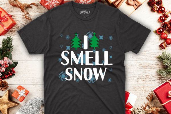 I smell snow funny christmas time winter weather snowflakes great gift t-shirt design vector, funny christmas time, winter, weather