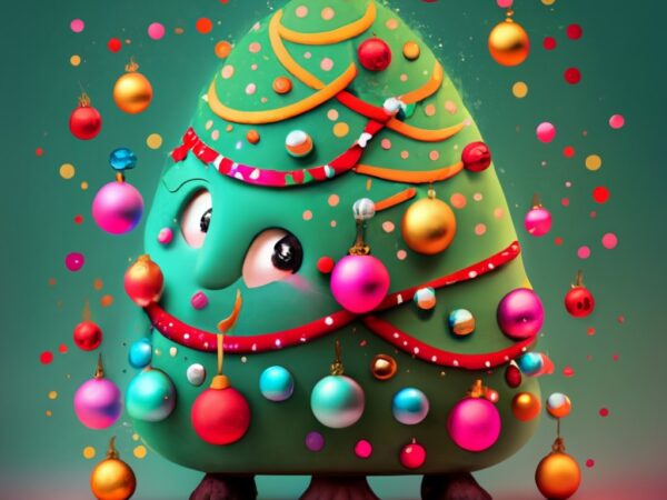 4 cute christmas trees for t-shirt design png file