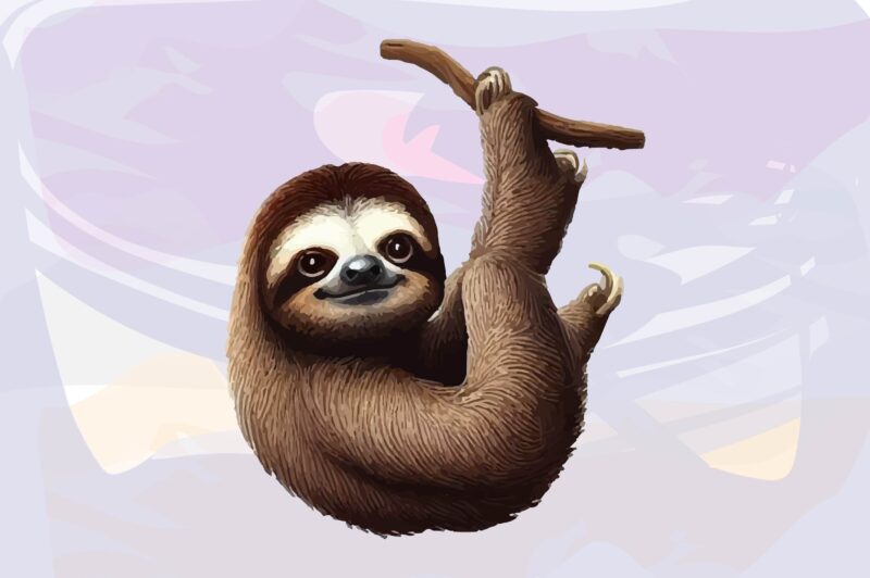 Sloth Animals Watercolor PNG Clipart