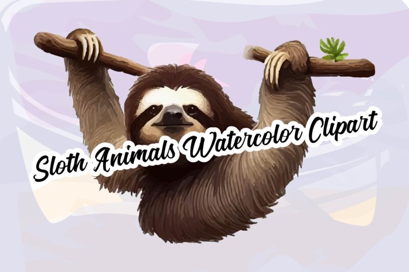 Sloth Animals Watercolor PNG Clipart