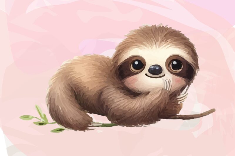 Sloth Animals Watercolor PNG Clipart