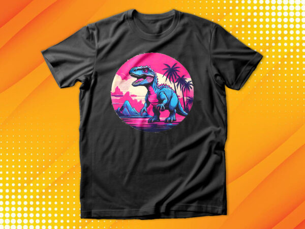 Retrowave dinosaur art t-shirt