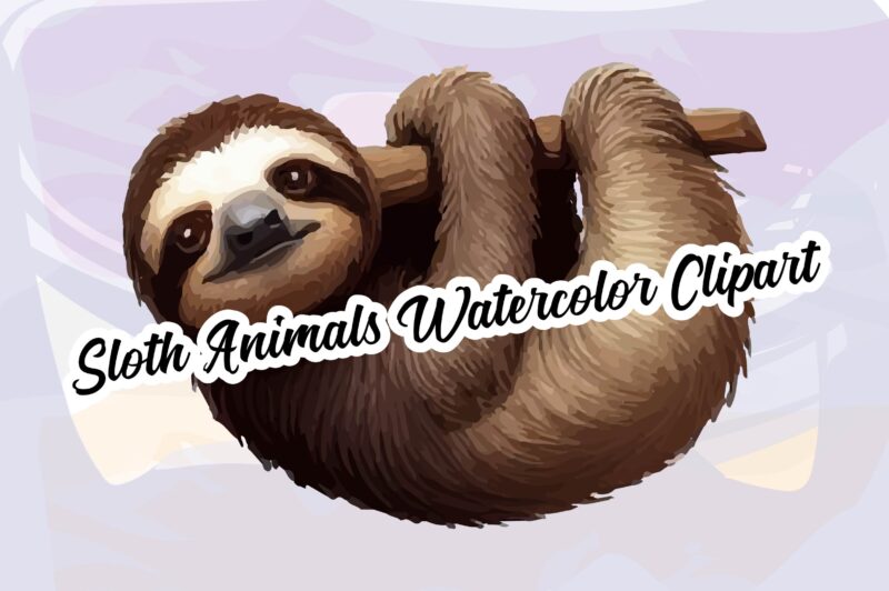 Sloth Animals Watercolor PNG Clipart