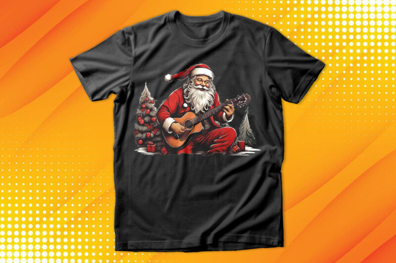 Santa with Guitar T-Shirt