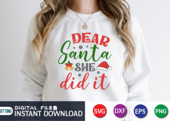 Dear Santa SVG, Dear Santa she did it SVG, Christmas Couple Shirt Svg, Funny Couple Christmas Svg