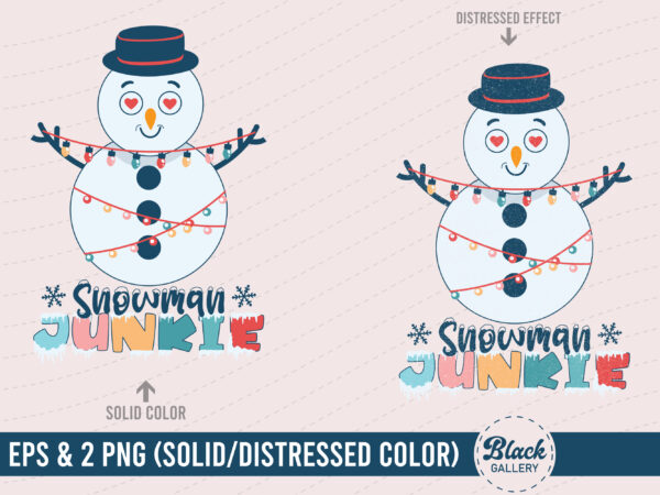 Winter snowman sublimation png & eps t shirt design for sale