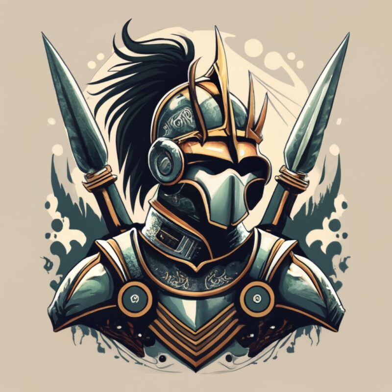 A t-shirt design with a white background depicting a knight piece in an artistic and abstract style PNG File