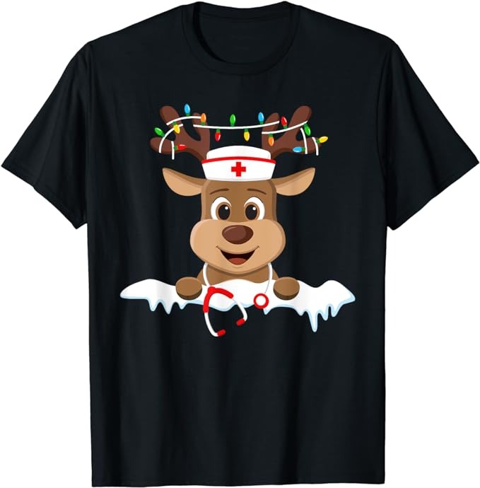 15 Reindeer Santa Hat Christmas Shirt Designs Bundle For Commercial Use Part 1, Reindeer Santa Hat Christmas T-shirt, Reindeer Santa Hat Chr