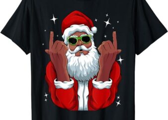 African American Santa Christmas Pajama Cool Black X-Mas T-Shirt