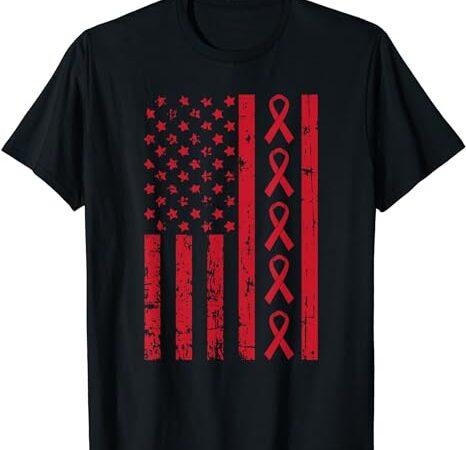 American flag hiv aids brain aneurysm stroke awareness gifts t-shirt