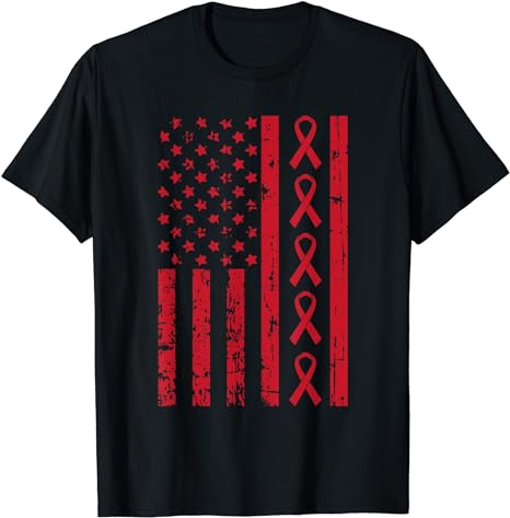 American Flag HIV Aids Brain Aneurysm Stroke Awareness Gifts T-Shirt