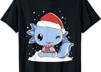 Axolotl Santa Hat Christmas Pajama Cute Animal Winter X-Mas T-Shirt