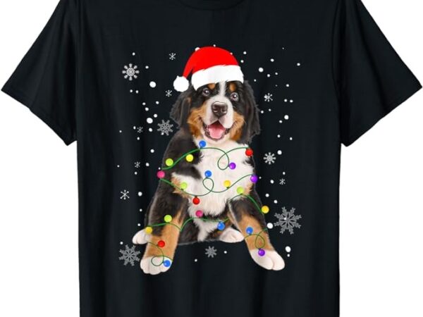 Bernese mountain dog lights christmas matching family t-shirt