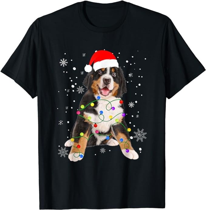 Bernese Mountain Dog Lights Christmas Matching Family T-Shirt