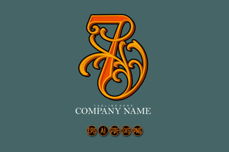 Flourish vintage number 7 monogram elegant