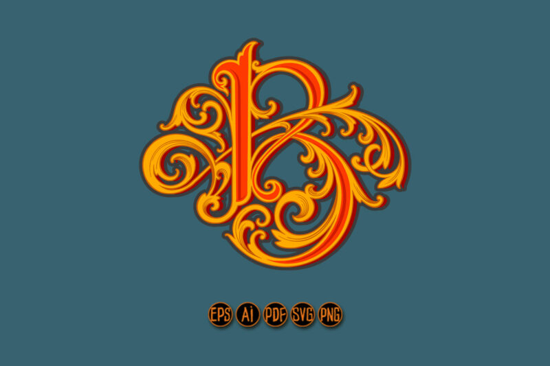 Vintage luxury lettering B monogram flourish