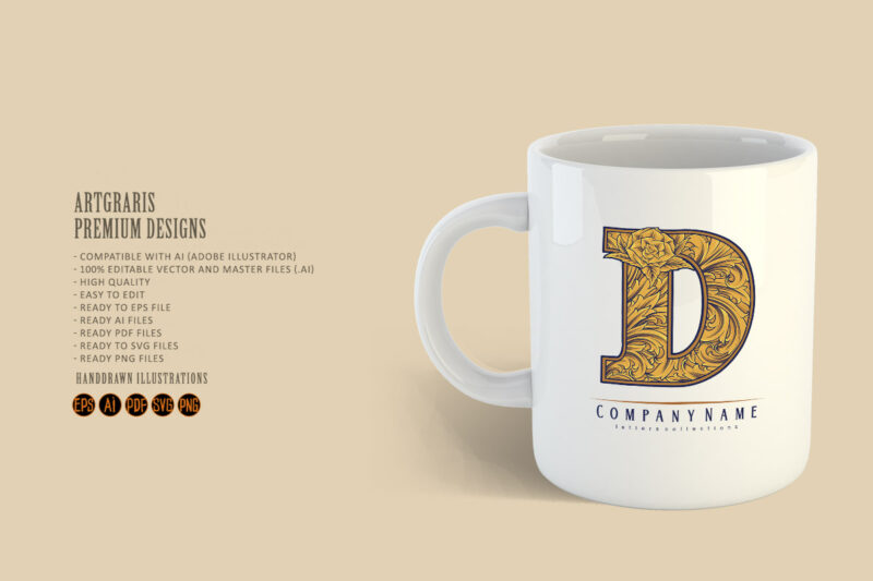 Vintage letter D monogram logo classic style