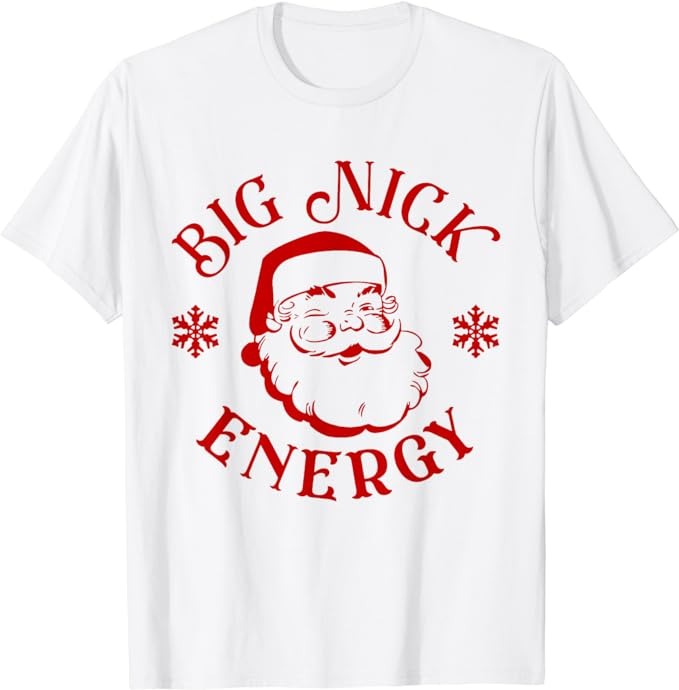 Big Nick Energy Christmas Retro Groovy Funny Vintage Santa T-Shirt