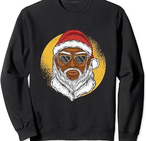 Black african santa claus american christmas funny xmas pj sweatshirt