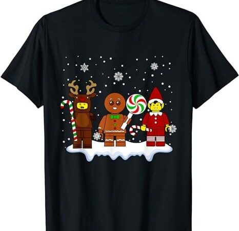 Block brick building figure christmas master builder kids t-shirt