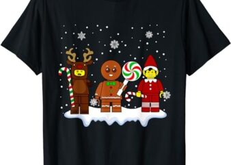 Block Brick Building Figure Christmas Master Builder Kids T-Shirt