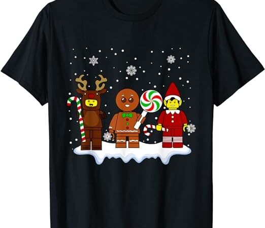 Block brick building figure christmas master builder kids t-shirt