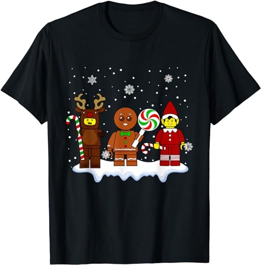 Block Brick Building Figure Christmas Master Builder Kids T-Shirt